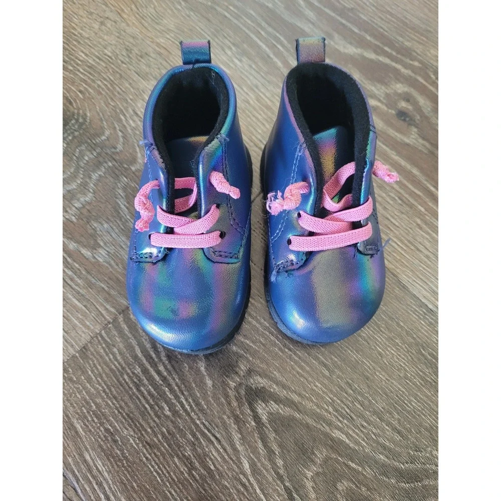 Carter's Baby Girls Iridescent Heart High Top Boots Purple Pink 3 #5